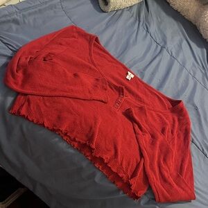 Colsie Women's V-Neck Red Sweater